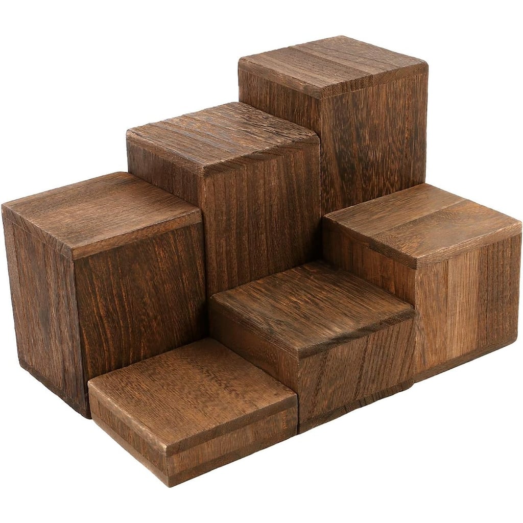 Wooden 6 Pcs Square Risers for Display Jewelry - S