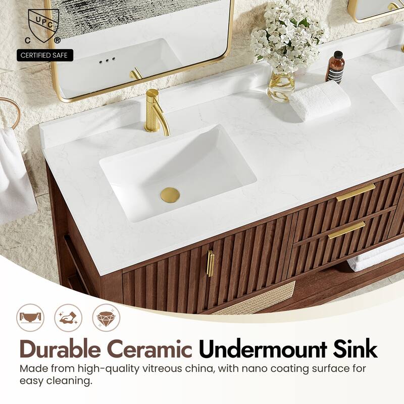 Tehran Bath Vanity with Composite Stone Top without Mirror