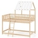 preview thumbnail 7 of 5, Twin Over Twin House Bunk Low Loft Bed Frame with Roof & Ladder  Natural & White