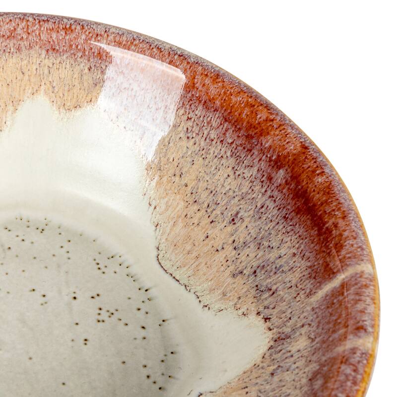 Stoneware Pillar Candle Holder with Handle and Reactive Glaze