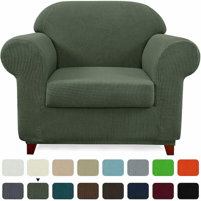Subrtex Stretch Armchair Slipcover 2 Piece Spandex Furniture Protector - Olive Drab
