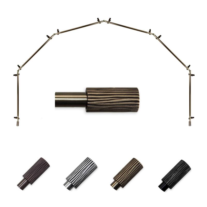 Bay Window Curtain Rod - 6-Sided Cocoa Corner Rods for Draperies & Curtains - 13/16 Inch - M