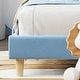 preview thumbnail 13 of 20, Modern Velvet Upholstered Bed Frame, Platform Bed with Height Adjustable Headboard for Boys Girls, Wood Slat Support
