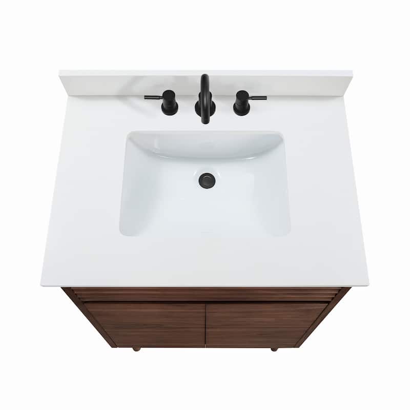 Avanity Carina Bathroom Vanity in Coffee Teak with White Engineered Stone Top