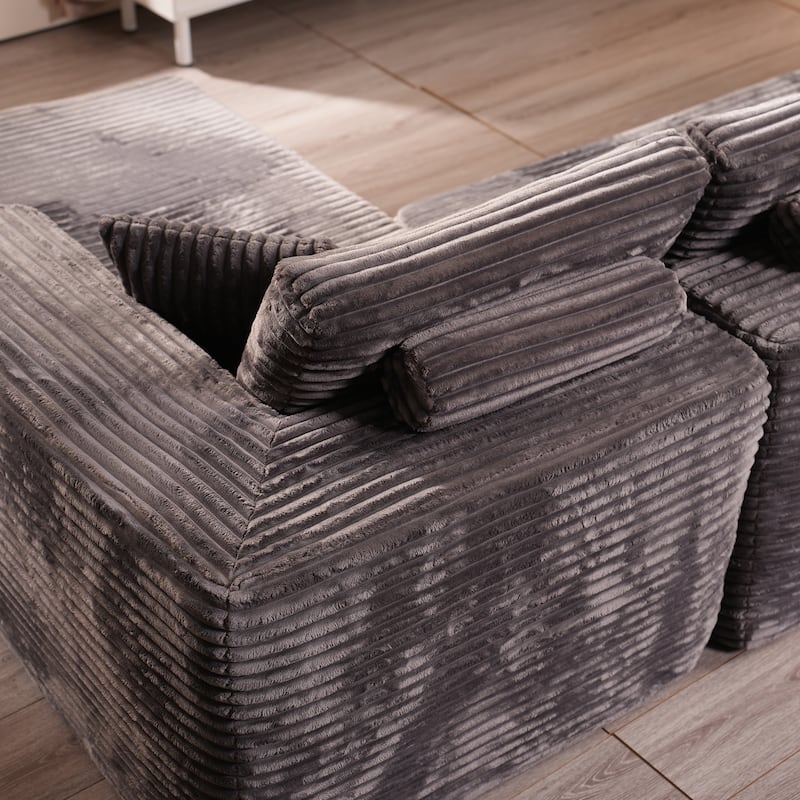 XIZZI Modern Plush Sectional Chaise Couch with Bean Bag Chair