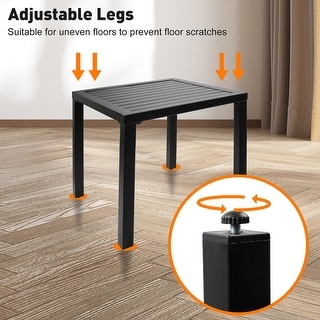 PHI VILLA Small Metal Square Side Table – Black – Indoor/Outdoor Patio Bistro