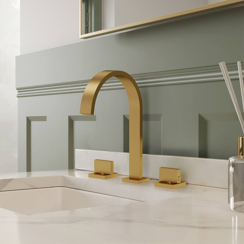 Two handles 3 holes Waterfall Bathroom Sink Faucet with Drain Assembly