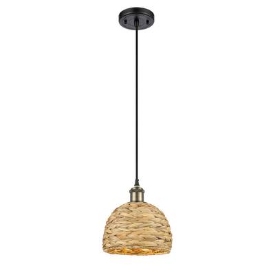 Innovations Lighting Woven Rattan - 1 Light 8" Cord Hung Pendant