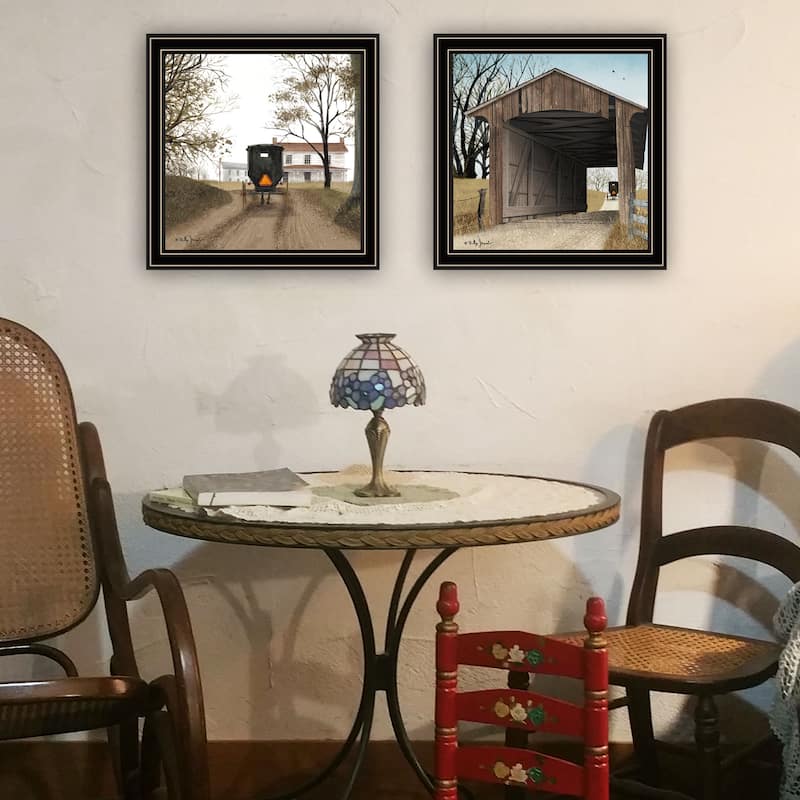 2-Piece Framed Wall Art Set - Headin' Home & Miller's Creek Bridge, Black Frame