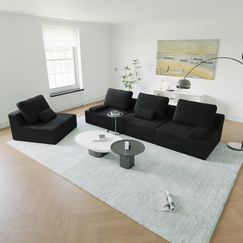 Oversized Modular Sectional Sofa, Luxury Boucle Floor Couch, Convertible Compressed Couch for Living Room, Apartment