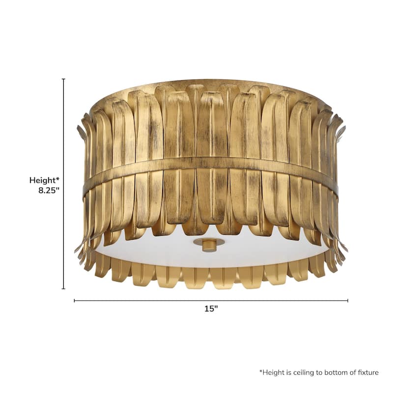 Hunter Valdaz Brushed Luxe Gold 3 Light Flush Mount - Kitchen, Dining Room, Bedroom, Office - Modern/Contemporary, Transitional