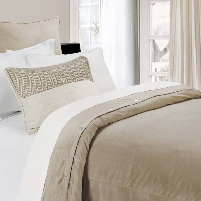 HiEnd Accents Fairfield Velvet Sand Duvet Cover, 1PC