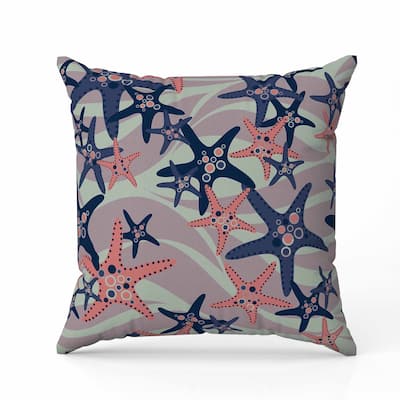 Starfish Sway Faux Suede Reversible Throw Pillow Blue and Green