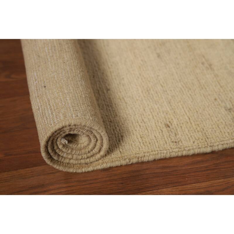 Solid Gabbeh Modern Rug Handmade Beige Wool Carpet - 3'10"x 5'9"