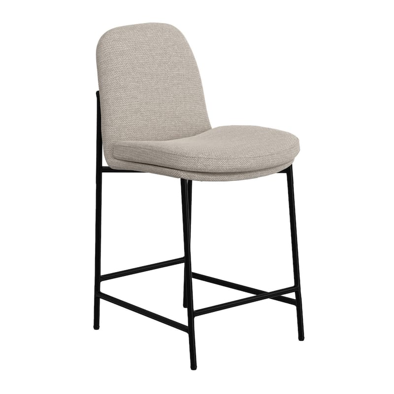 Reeve Counter Height Chair, Black Iron, Water-Resistant Beige Polyester