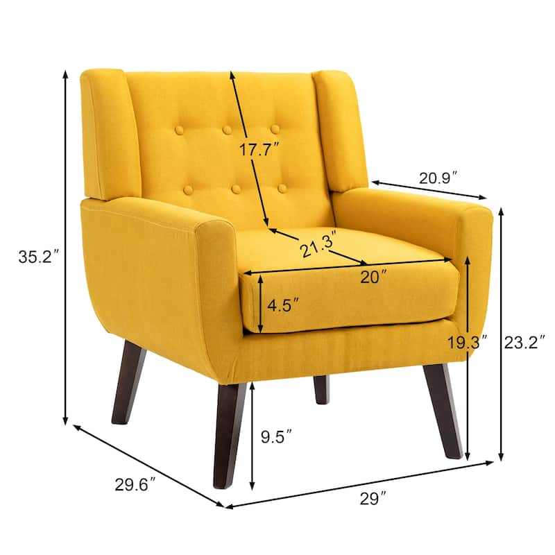 3-Piece Mid-Century Modern Living Room Set with Loveseat and 2 Chairs