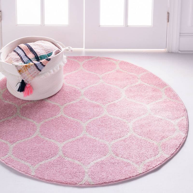 Contemporary Rosilan Collection Area Rug - 3' Round - Pink