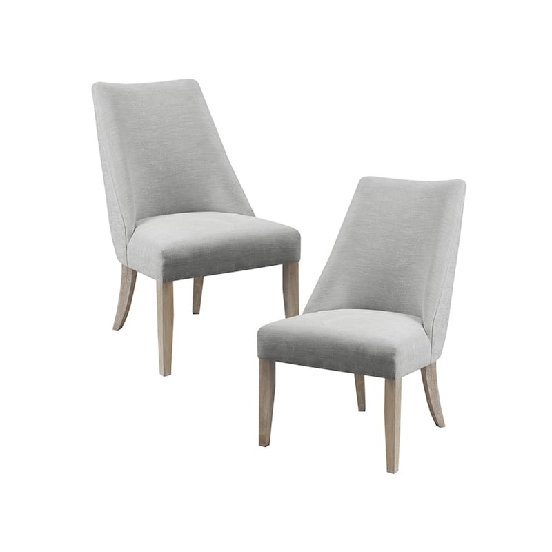 Roomfitters Set of 2 Upholstered Dining Chairs, High Back Armless Side Chairs with Solid Wood Legs for Kitchen, Light Gray