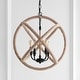 preview thumbnail 3 of 10, Isabelle 4-Light 20" Adjustable Globe Metal/Rope LED Pendant, Black/Brown by JONATHAN Y