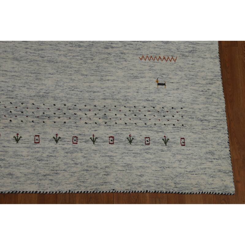 Hand Knotted Oriental 100% Wool Carpet Tribal Animal Pictorial Greys & Charcoal Gabbeh Area Rug - 10' 0'' X 8' 3''