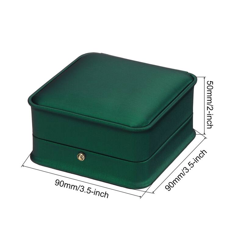 2pcs PU Leather Bracelet Boxes Classic Bangle Box Jewelry Gift Storage - Green