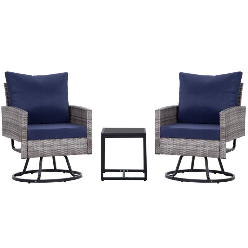 4 PCS Swivel Patio Conversation Set With Square Fire Table