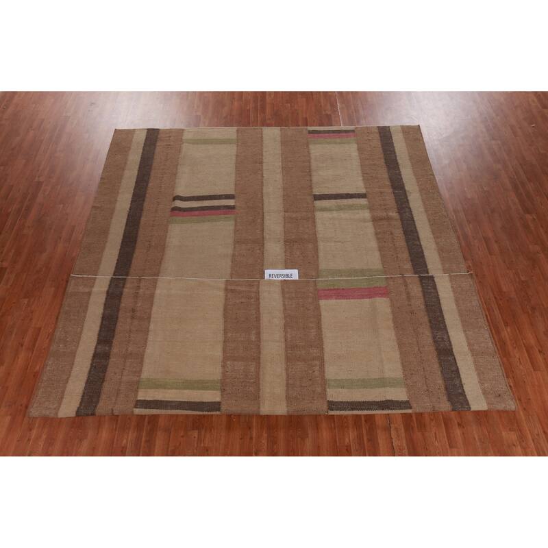Hand Woven Oriental 100% Jute Carpet Southwestern Modern Brown Kilim Area Rug - 13' 4'' X 9' 10''