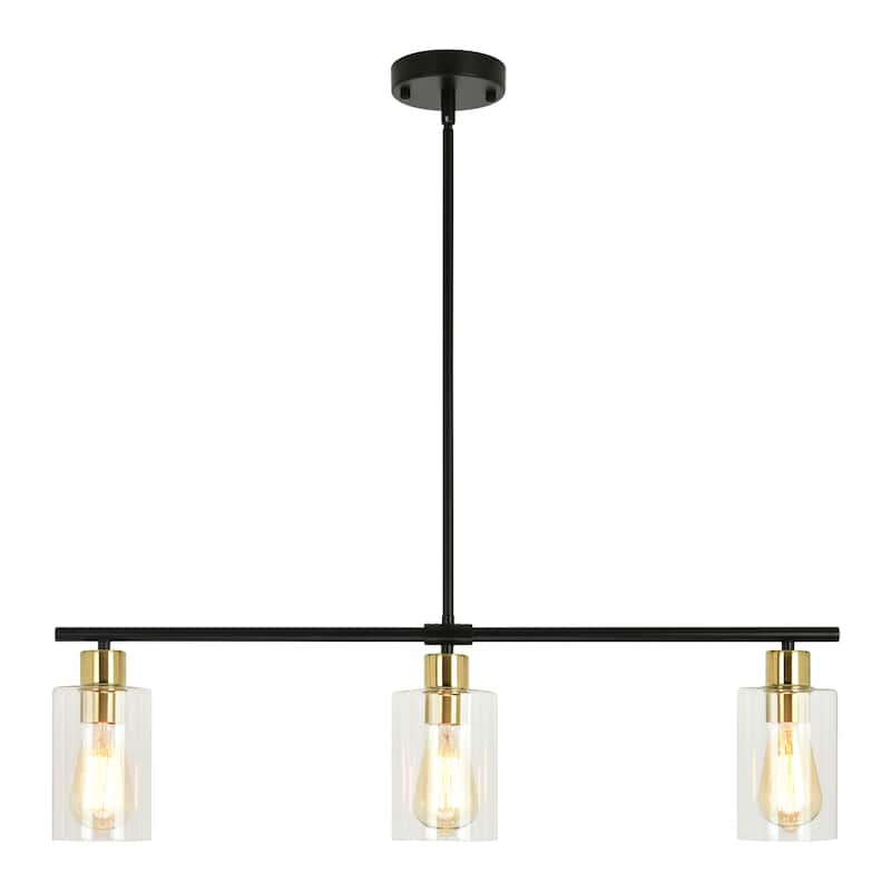 3-Light Adjustable Pendant Light Fixtures with Clear Glass Shade