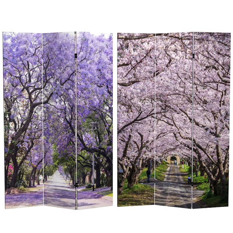 Handmade 6' Double Sided Lavender Road Canvas Room Divider