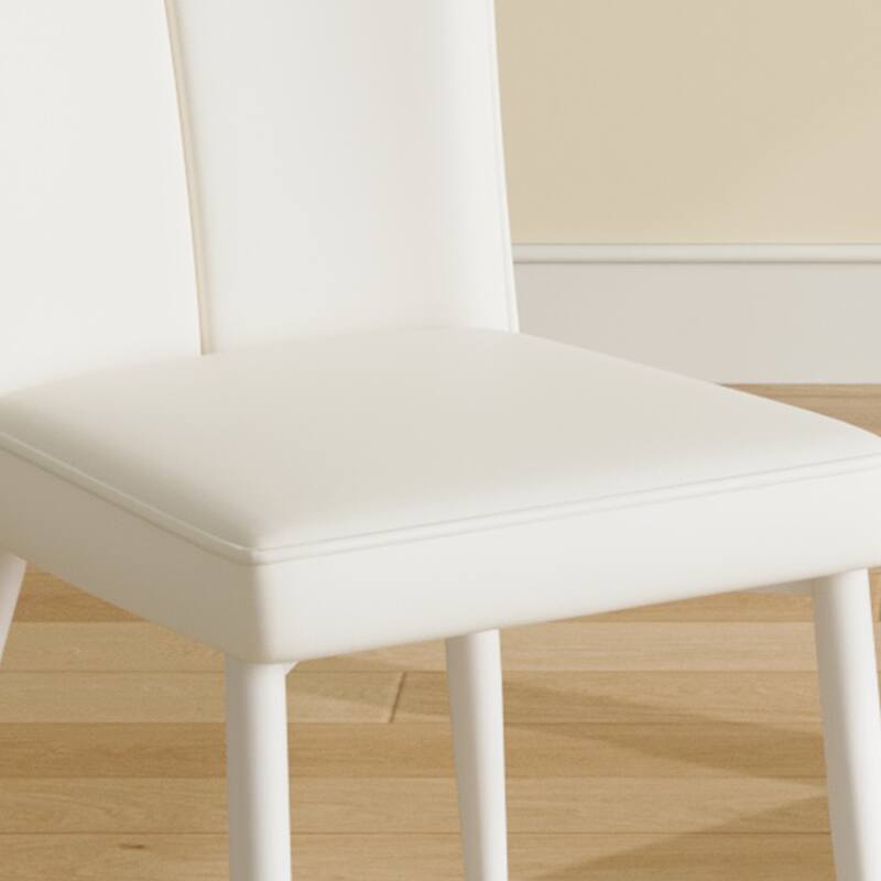Modern 4 Piece PU Dining Chair Set with Curved Backrest, Cushioned, Metal Legs for Dining Room Kitchen Bedroom Living Room