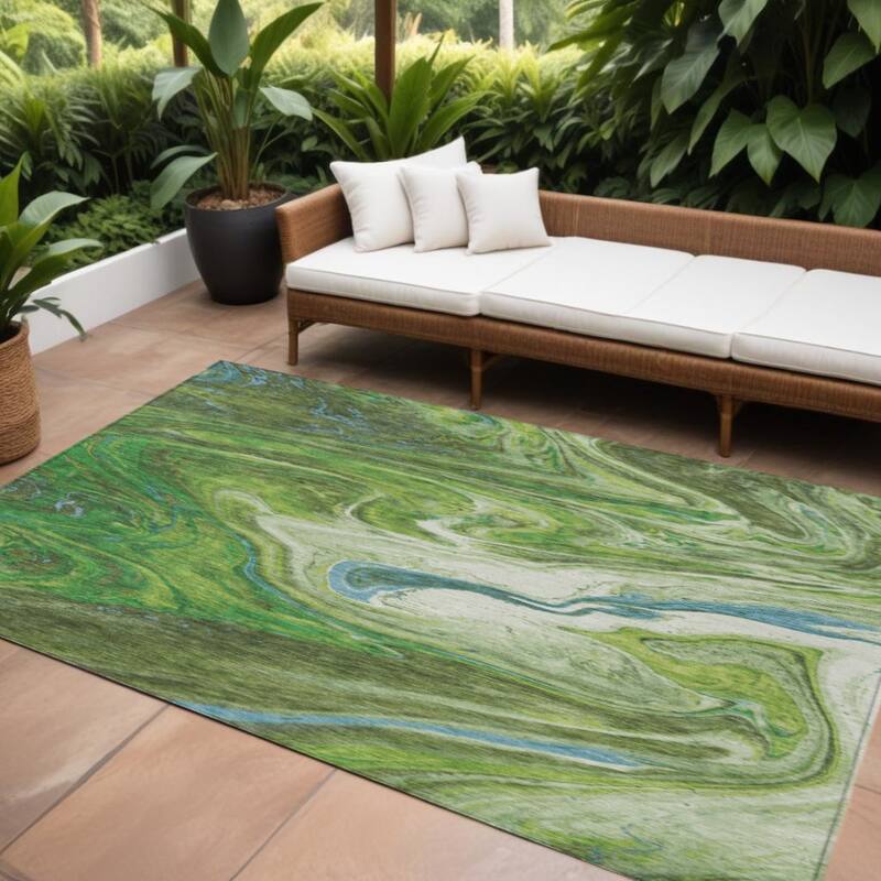HomeRoots Abstract Transitional Rectangle Outdoor Rug - 10' X 14'