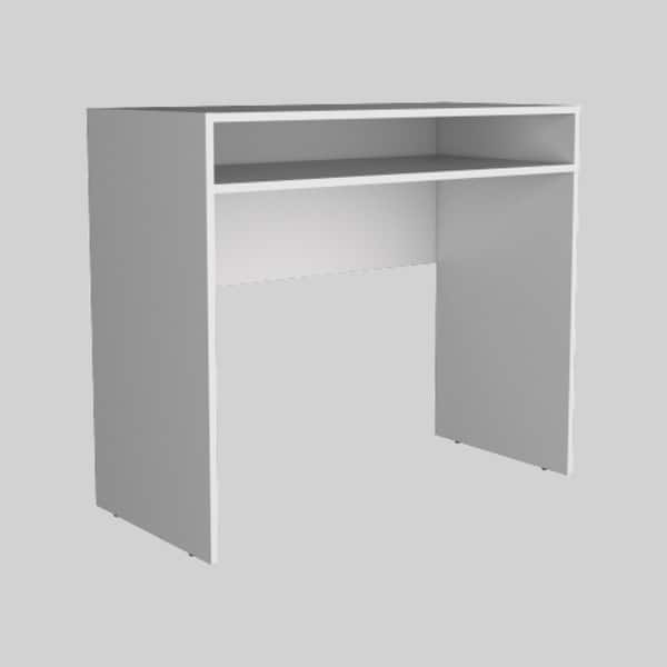 slide 2 of 12, Minimalist 35" Computer Desk with Open Shelf, Scratch-Resistant Surface White