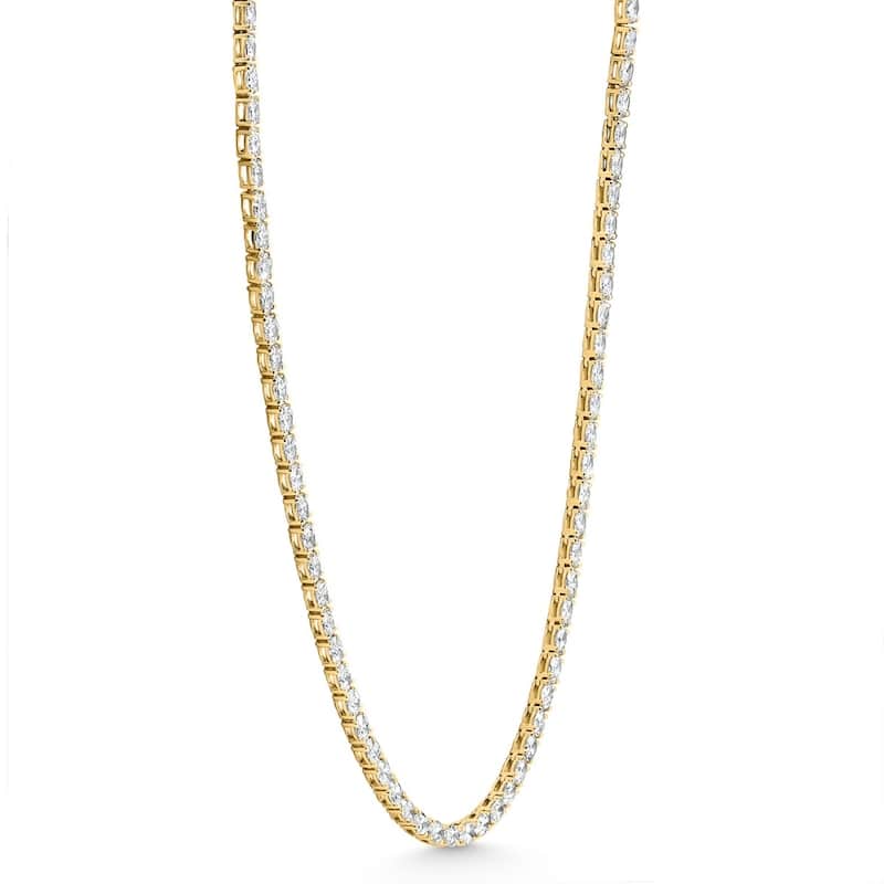 Bliss Diamond 19Ct Oval Diamond Tennis Necklace Yellow Gold Lab Grown