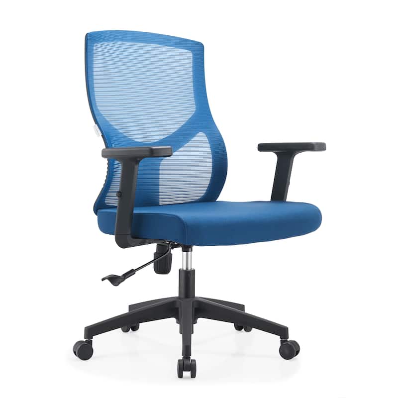 Glen Mid-Back Office Chair with Adjustable Height, Swivel and Tilt by LeisureMod - Blue