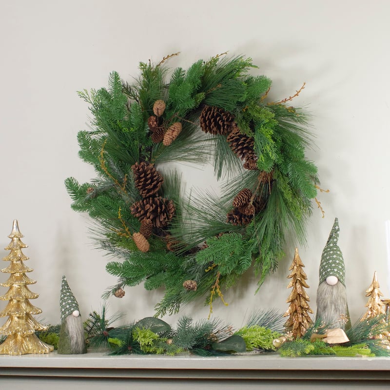 Pine Cone and Cedar Artificial Christmas Wreath - 32-Inch Unlit - 32"