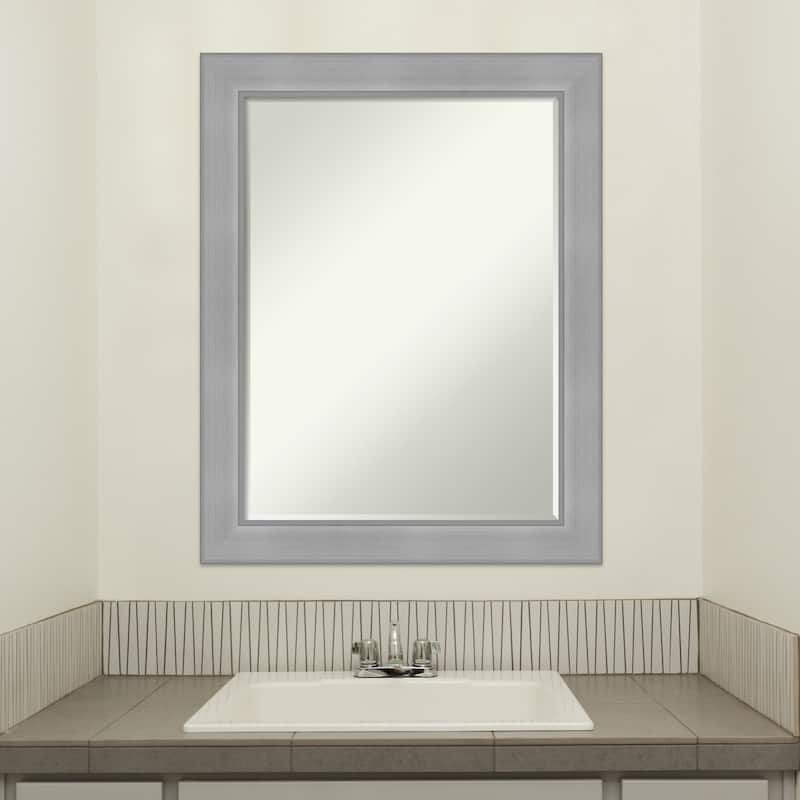 Petite Bevel Bathroom Wall Mirror - Vista Brushed Nickel Frame - Vista Brushed Nickel - 22 x 28 in