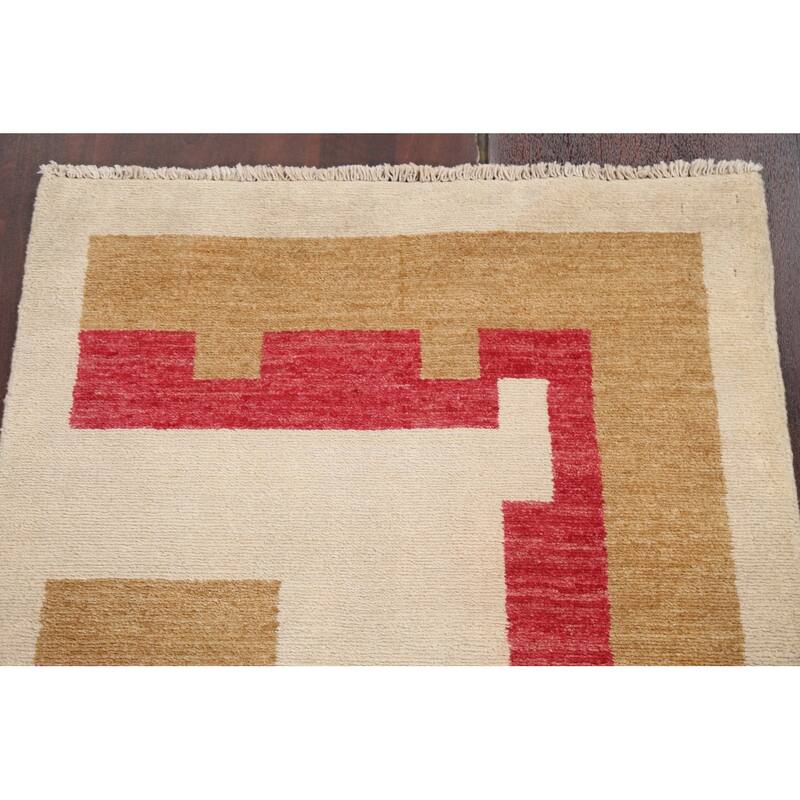 Contemporary Geometric Gabbeh Kashkoli Oriental Area Rug Wool Handmade - 2'7" x 4'4"