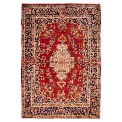 ECARPETGALLERY Hand-knotted Anatolian Vintage Red Wool Rug - 4'11 x 7'1