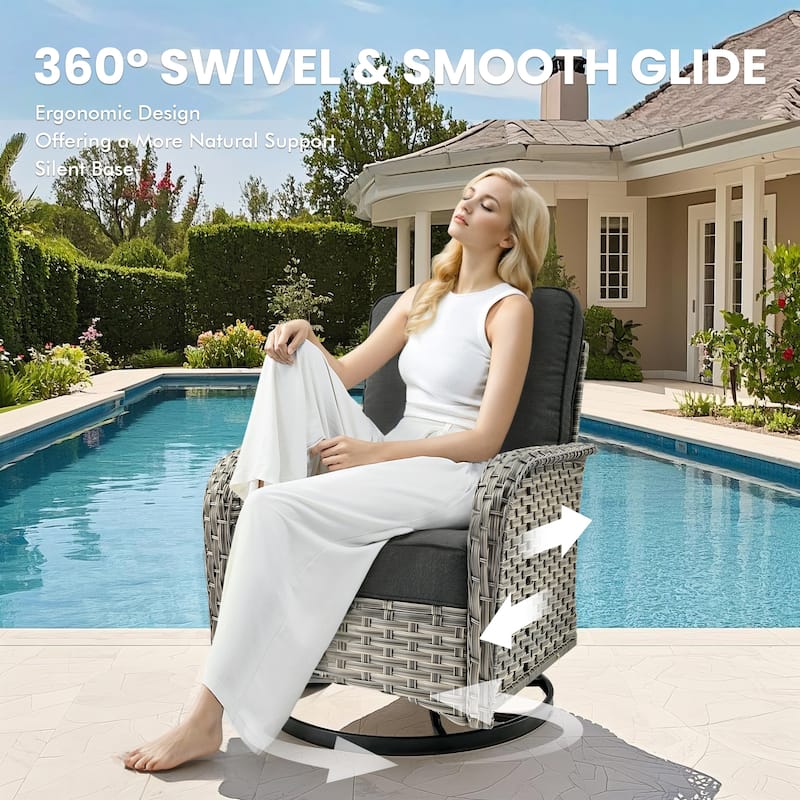 XIZZI Outdoor Patio Furniture Sectional Set with Swivel Chairs