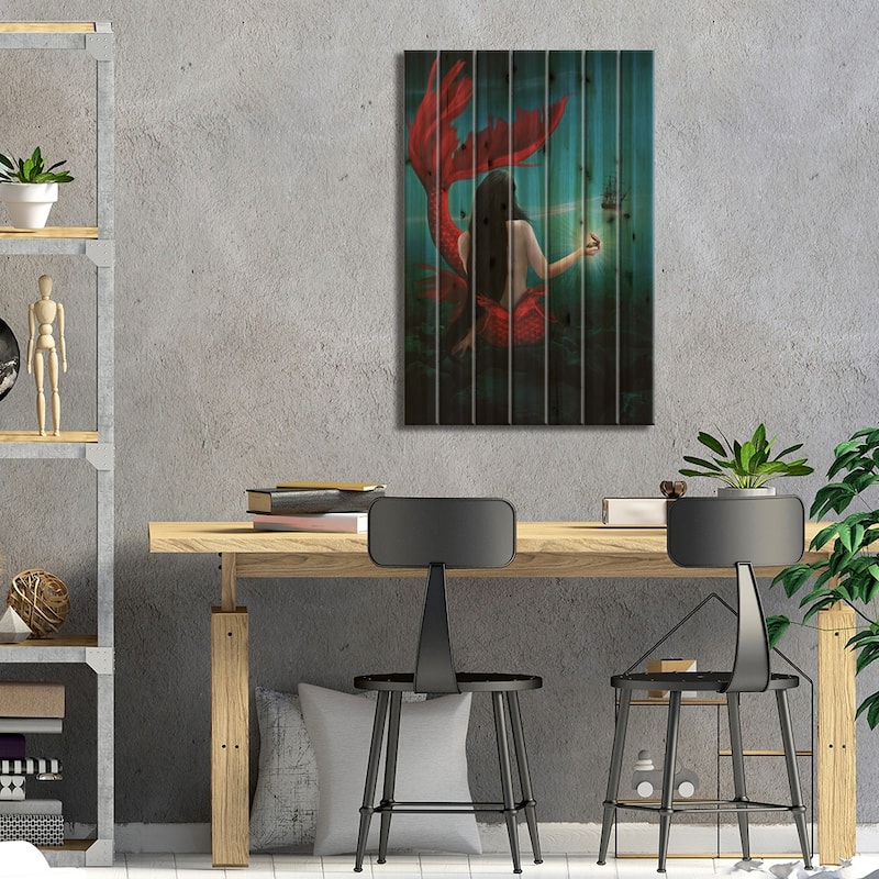 Drifting Print On Wood by Babette Van den Berg - Multi-Color