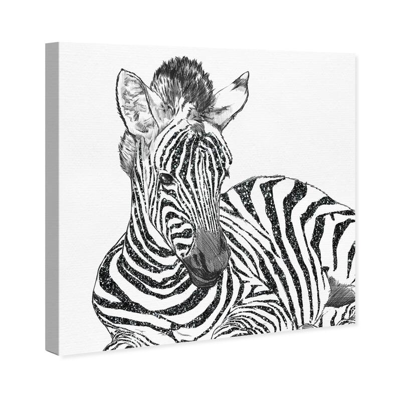Wynwood Studio Canvas Animals Glitter Stripes Zebra Black Black and Metallic Gray Modern & Contemporary Wall Art Canvas Print