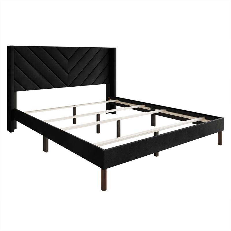 CraftPorch Shabby Chic Velvet Upholstered Bed