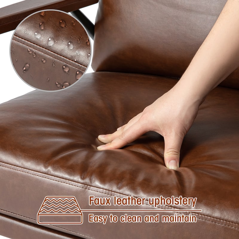 Glitzhome Leatherette Accent Armchair With Metal Frame