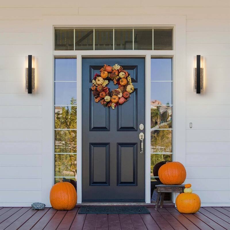 Modern 1-Light Integrated LED 3000K Warm Light Outdoor Wall Sconce with Seeded Glass