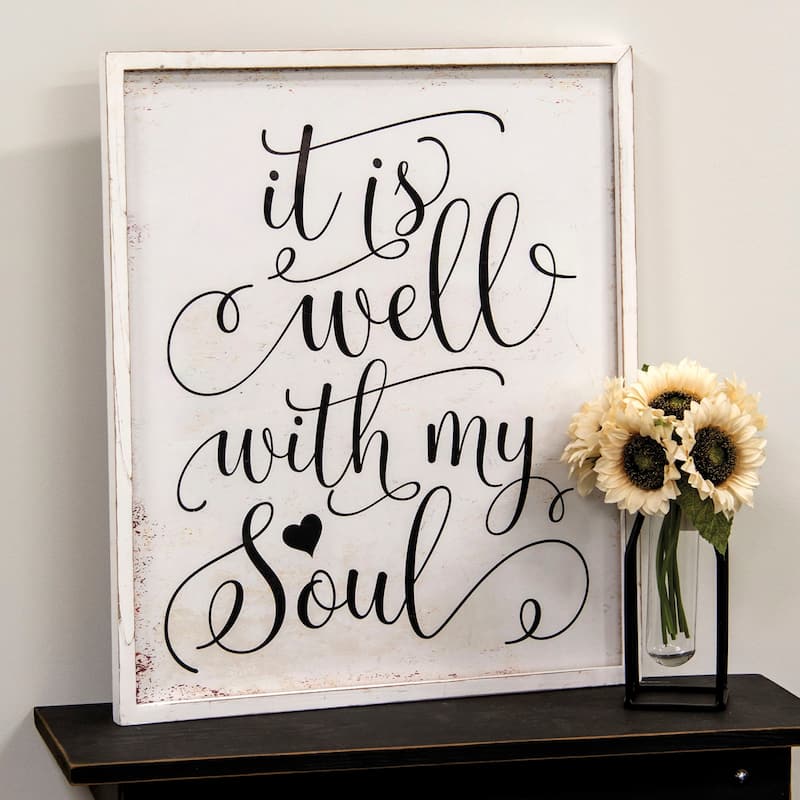 It Is Well With My Soul Distressed Framed Sign