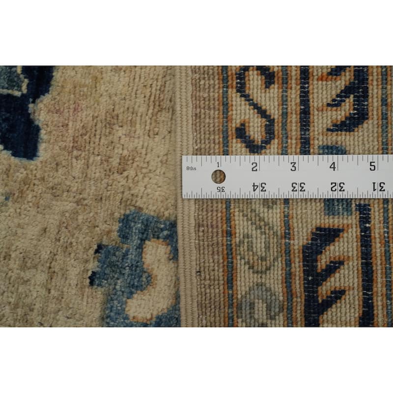 Hand Knotted Traditional Wool Beige Geometric Area Rug - 11' 8'' X 8' 9''