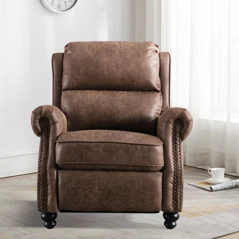 Armchair Pushback Club Recliner with Rivet Decoration