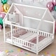 preview thumbnail 2 of 11, Kids and Baby Full Size Wooden Bed House Bed with House Roof ,Fence Guardrails