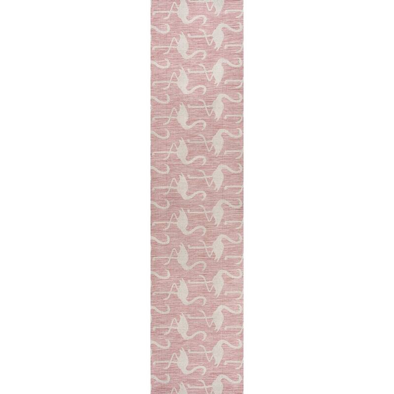 JONATHAN Y Liana Casual Coastal Flamingos Two-Tone Indoor/Outdoor Area Rug