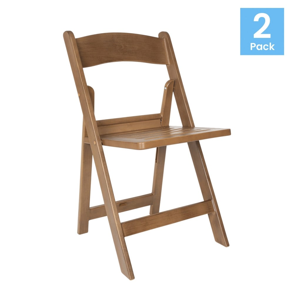 2 Pack 1000 lb. Capacity White Resin Folding Chair with Slatted